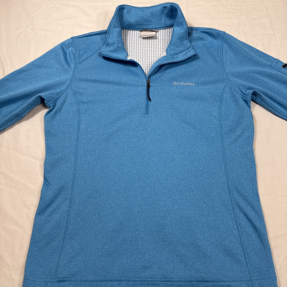 Sweater Womens Large TURQUOIS Omni Wick Sweatshirt 1/4 ZIP L/S‎ JACKET COLUMBIA